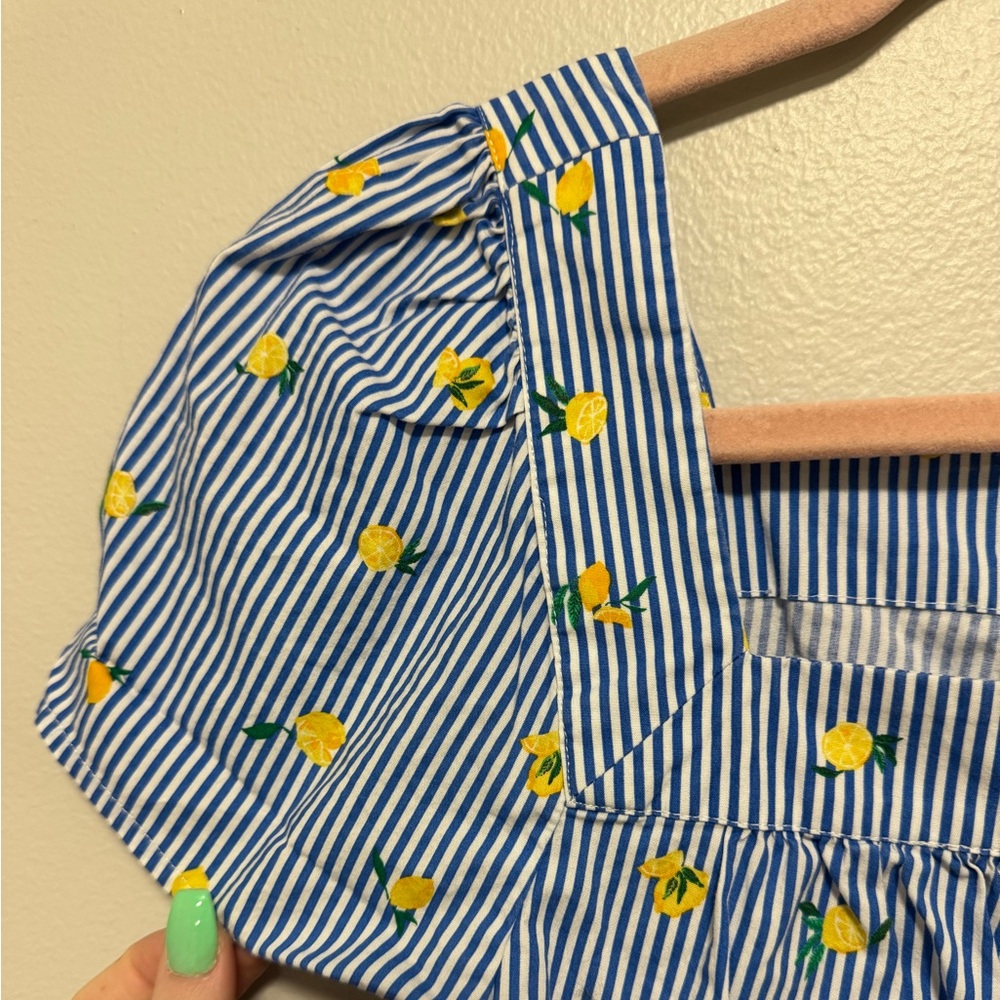 J. Crew Lemon-print square-neck button-front top in stretch cotton poplin - Picture 6 of 7